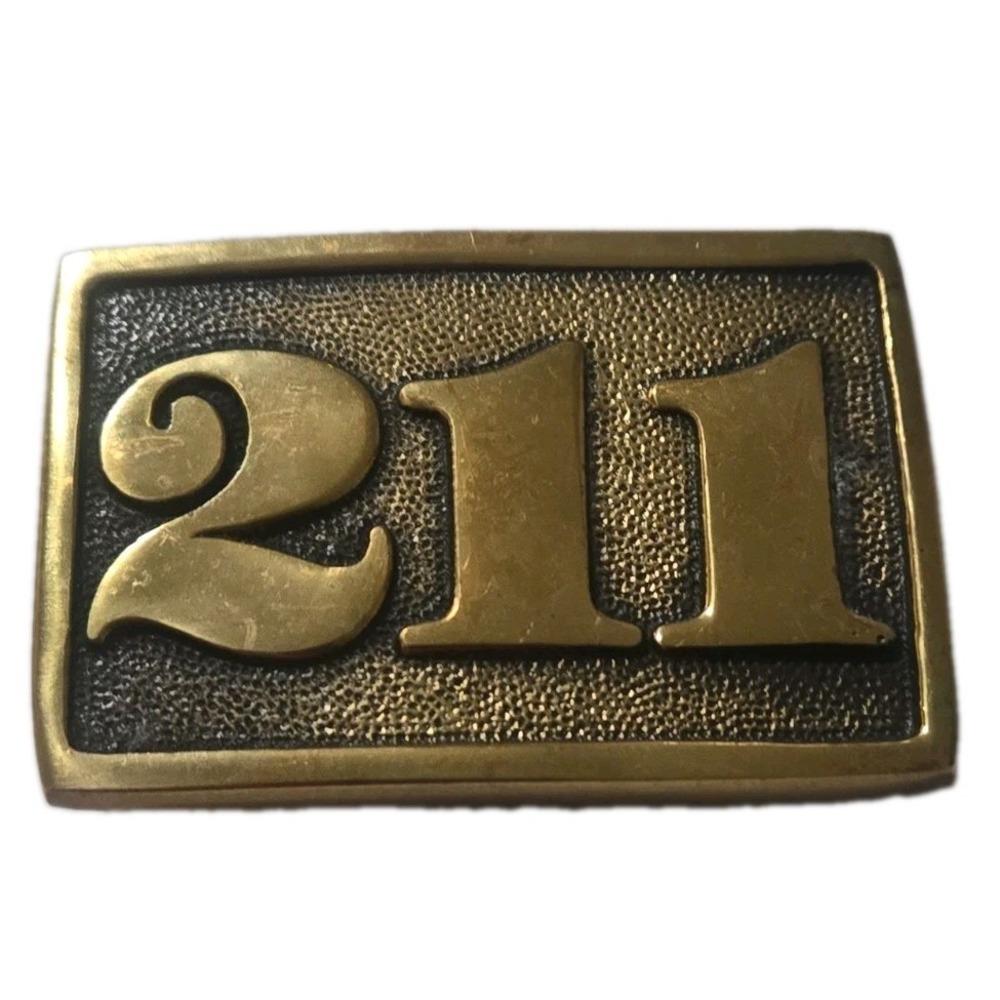 Vtg 1970s Penal Code 211 Robbery Investigator Solid Brass Belt Buckle Cop Police
